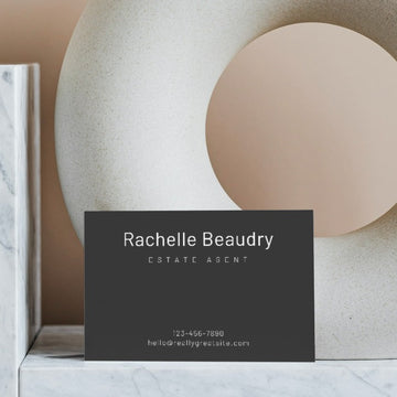 Black and White Modern Minimalist Marketing Agency Business Card