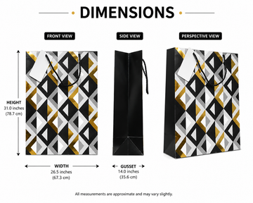 Premium Geometric Printed Paper Gift Bag with Rope Handles | Luxury Shopping & Return Gift Bag | Large Reusable Boutique Packaging Bag | 31 x 26.5 x 14 Inch