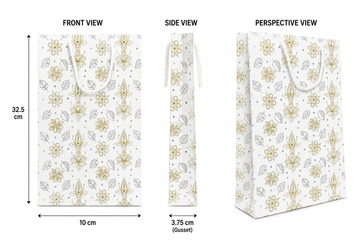 Premium Floral Printed Paper Gift Bag with White Rope Handles | Luxury Shopping, Gift & Boutique Packaging Bag | Reusable Premium Paper Carry Bag | 31 x 26.5 x 14 cm