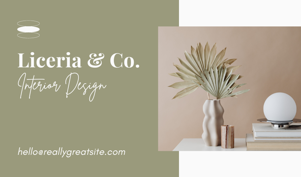 Green Ivory Minimal Elegant Modern Interior Design Business Card 