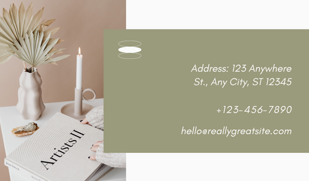 Green Ivory Minimal Elegant Modern Interior Design Business Card 