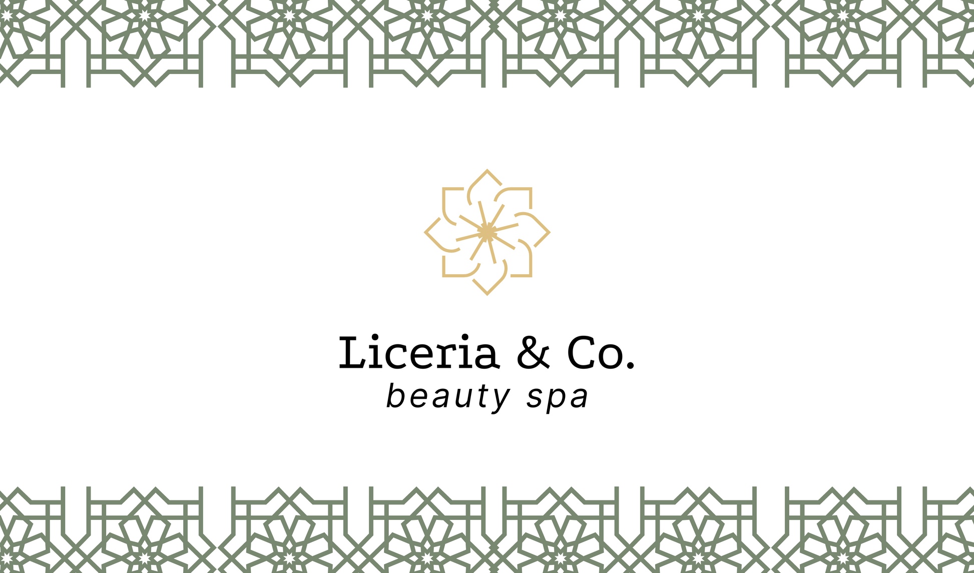 Green Minimalistic Geometry Beauty Business Card