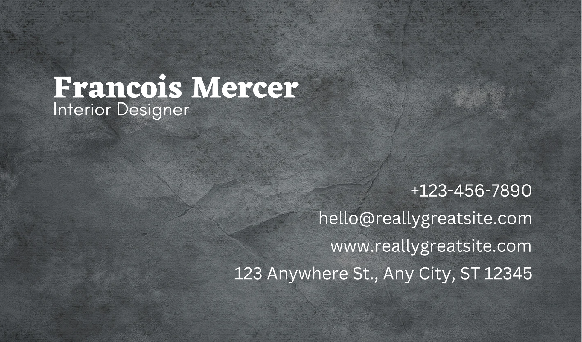 Grey Minimalist Interior Designer Card