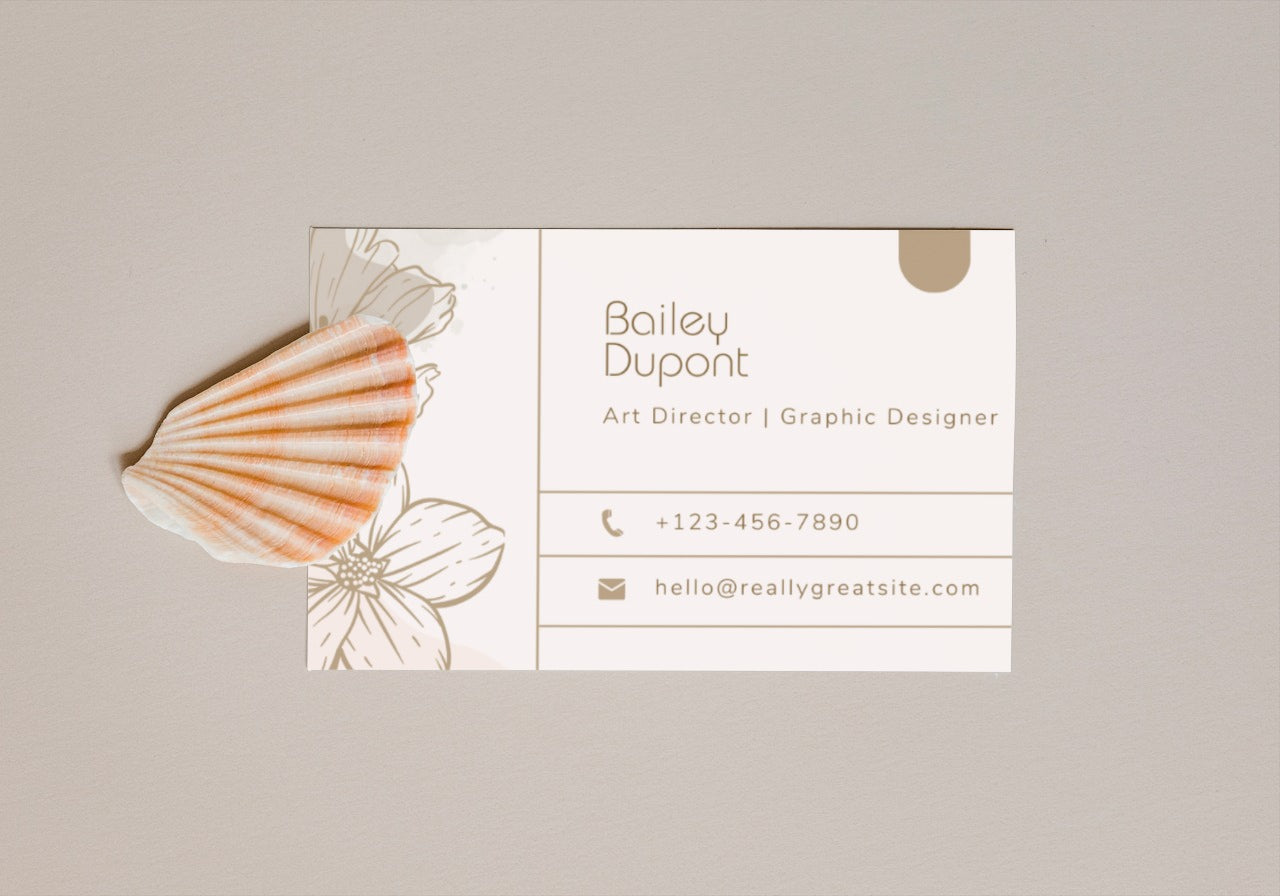 Light Brown Floral Border Business Card