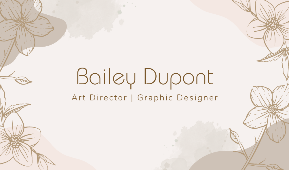 Light Brown Floral Border Business Card