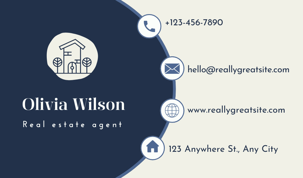 Blue Professional Real Estate Agent Business Card