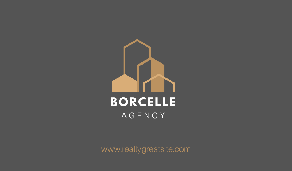Gold and Brown Modern Geometric Real Estate Business Card 