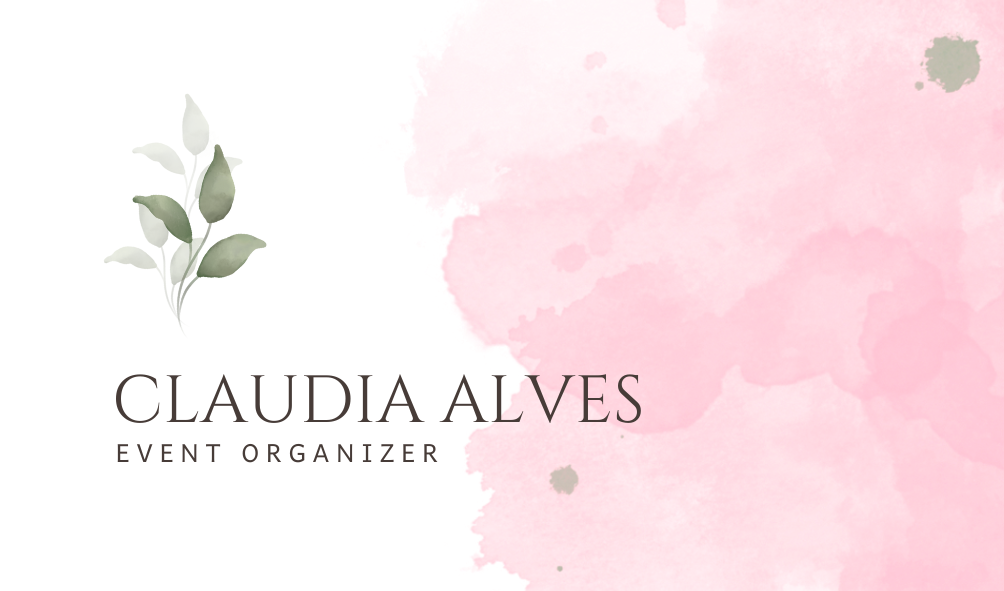 Pink And White Simple Water Color Business Card