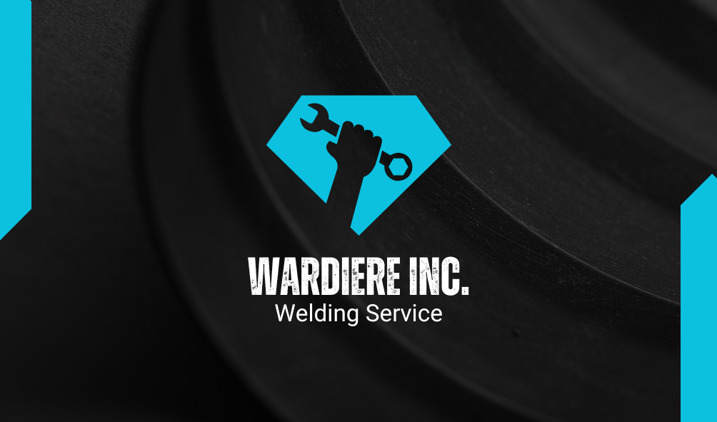 Welding Service Business Card In Blue and Black Modern Style