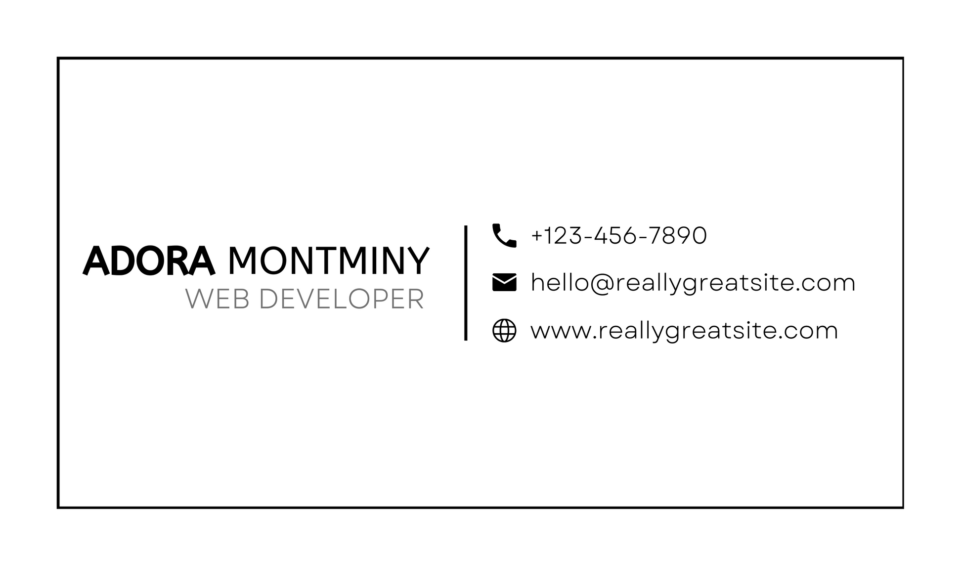 White and Black Simple web Developer Business Card